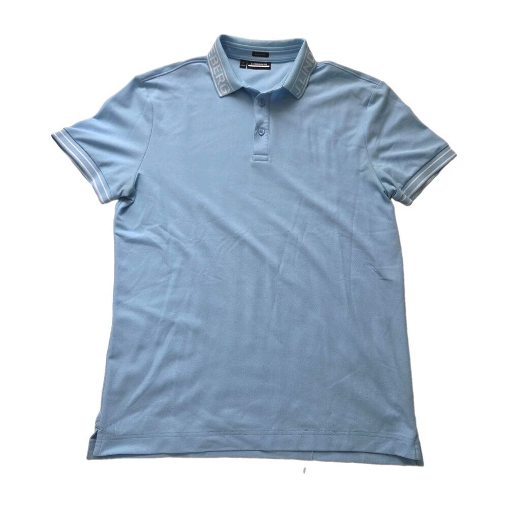 J Lindeberg Men's SHIRT POLO Austin Regular Fit Golf Blue Knit Sz M Medium NEW